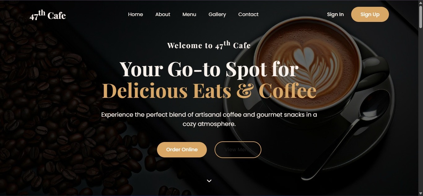 Responsive Front-End Website for a Cafe